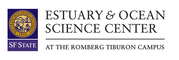 logo with San Francisco State University seal in purple and gold on left, Estuary and Ocean Science Center, Romberg Tiburon Campus text on right